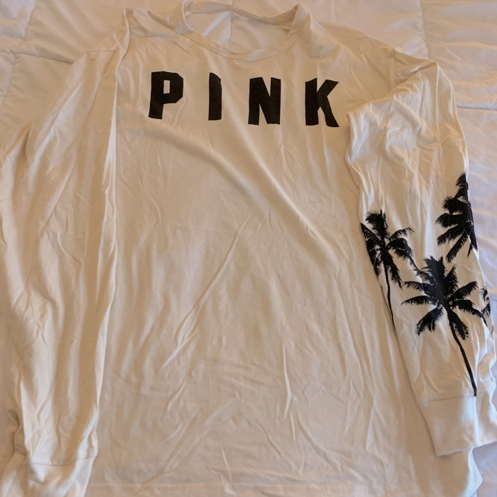 PINK Victoria’s Secret open back long sleeve campus tee. Size L Color light pink